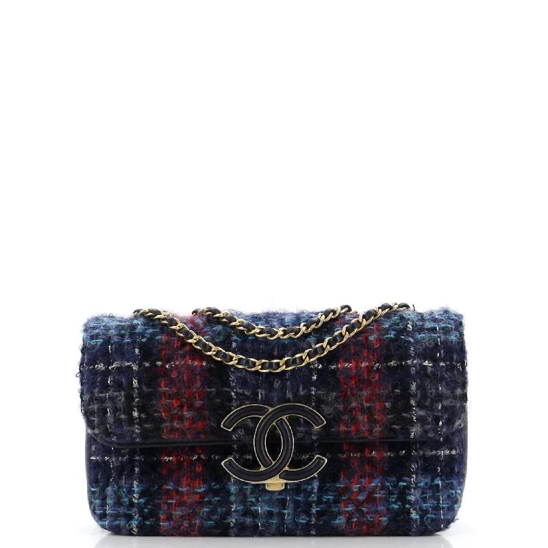 CC Chic Double Flap Bag Quilted Tweed Small