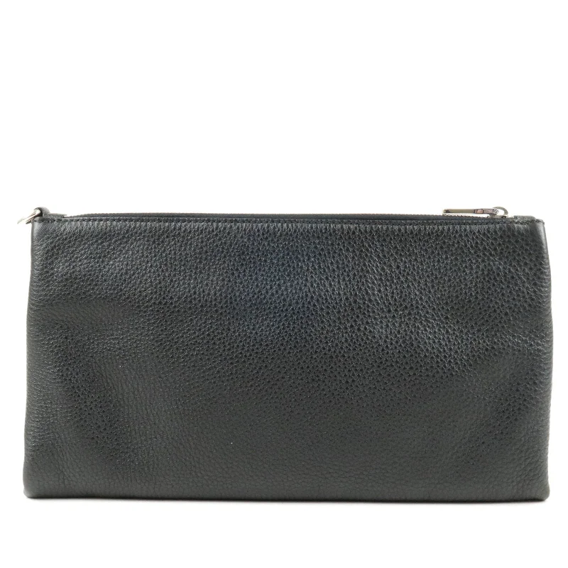 PRADA Logo Leather Clutch Bag NERO Black BP0866