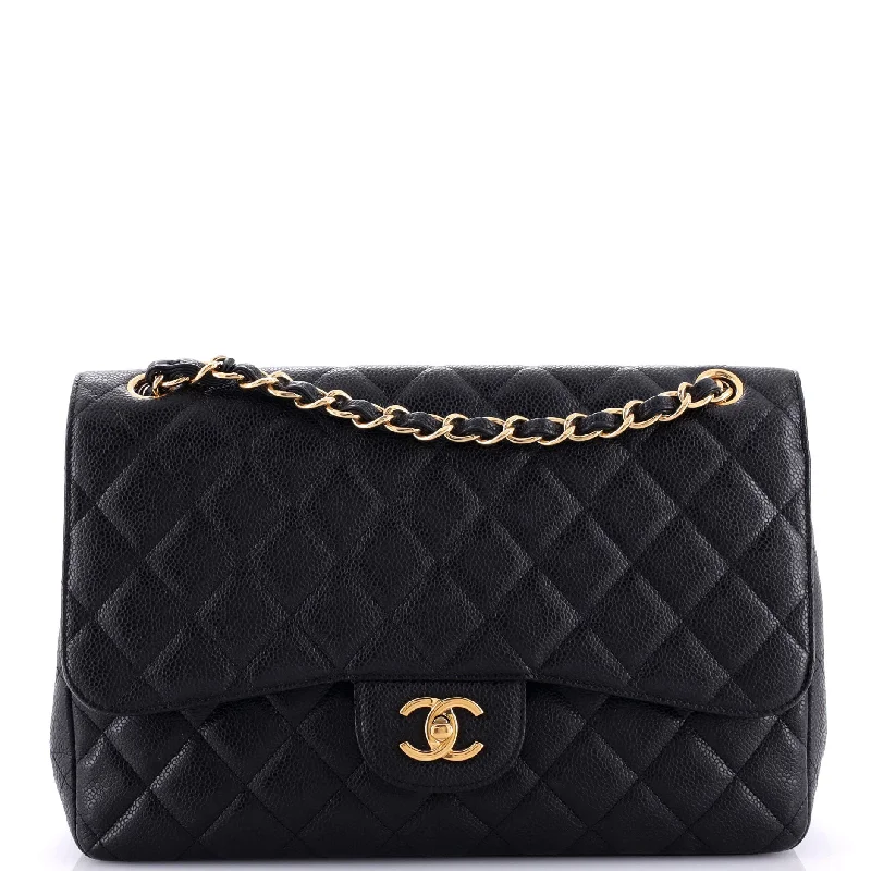 Classic Double Flap Bag Quilted Caviar Jumbo