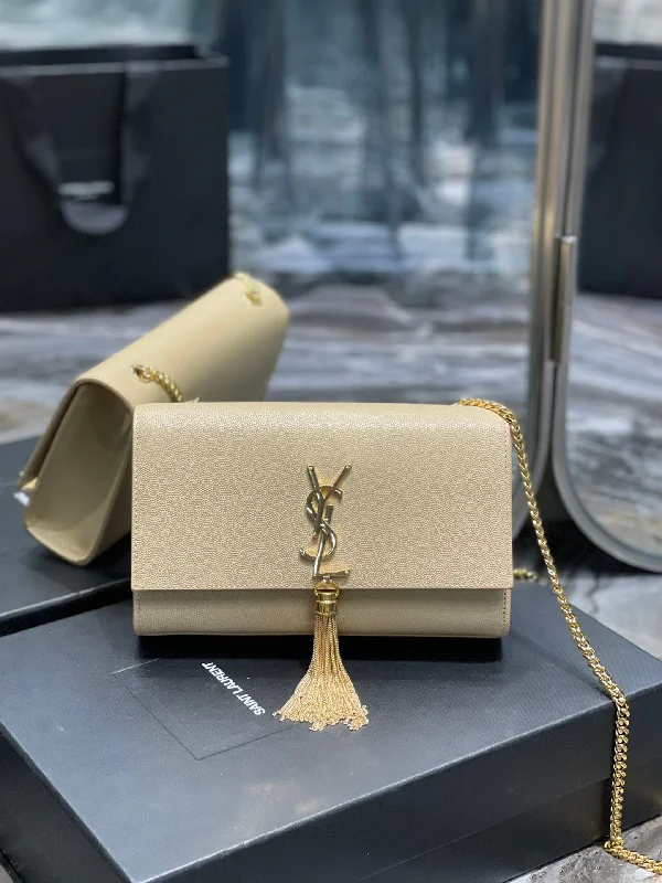 Yves Saint Laurent Kata Medium Chain Bag Beige With Tassel  9.4in/24cm