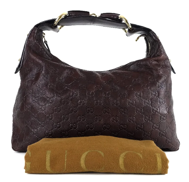 Monogram Leather Horsebit Hobo Bag