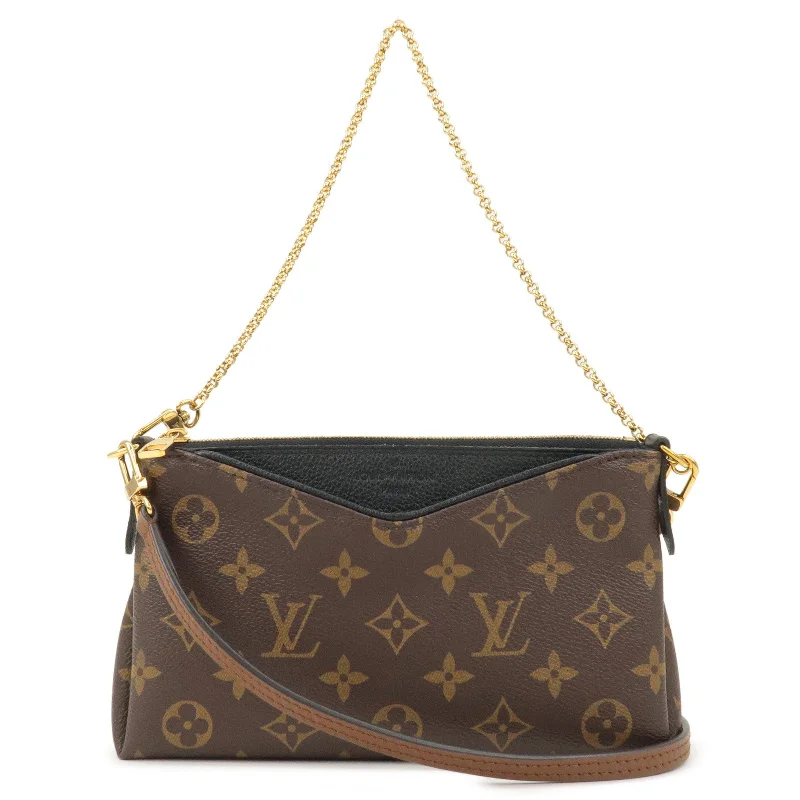 Louis Vuitton Monogram Pallas Clutch 2Way Shoulder Bag Noir M41639