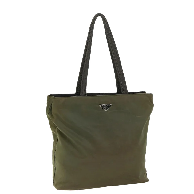 PRADA Tote Bag Nylon Khaki Auth 68166