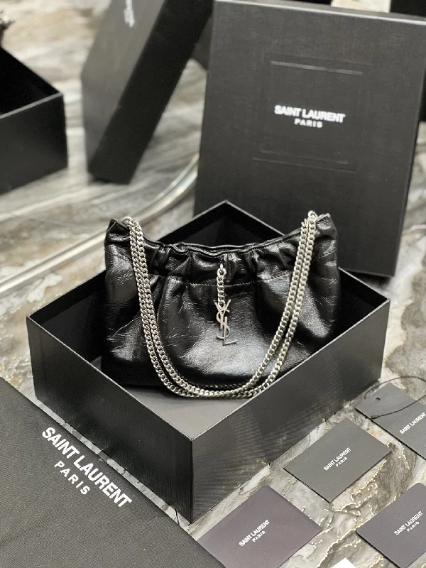 Yves Saint Laurent Hobo Mini Bag Black With Silver Hardware