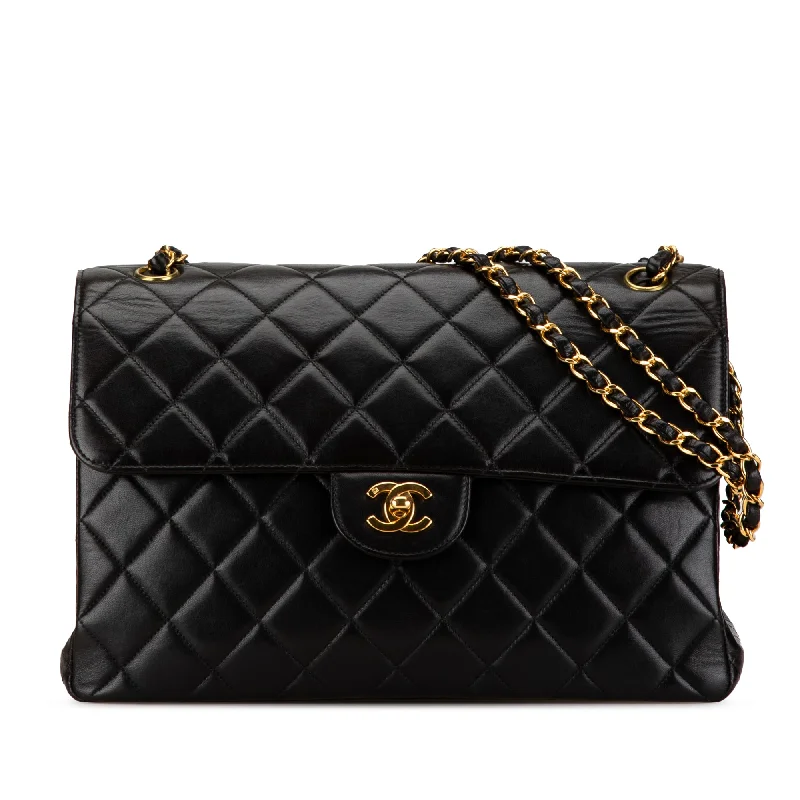 Black Chanel Jumbo Lambskin Double Sided Flap Shoulder Bag