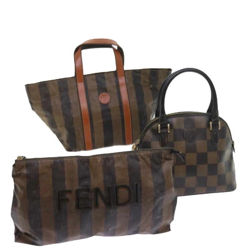 FENDI Pecan Canvas Hand Bag Coated Canvas 3Set Brown Black  bs9108