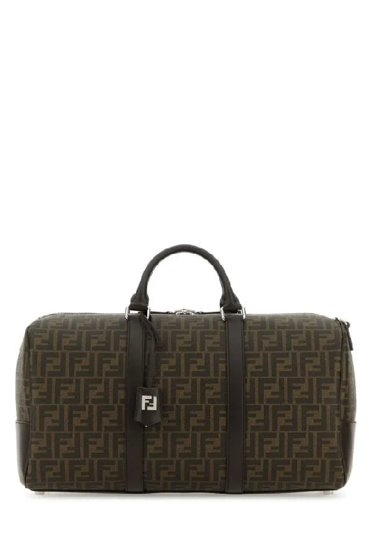 Fendi Women Embroidered Fabric Medium Ff Duffle Travel Bag