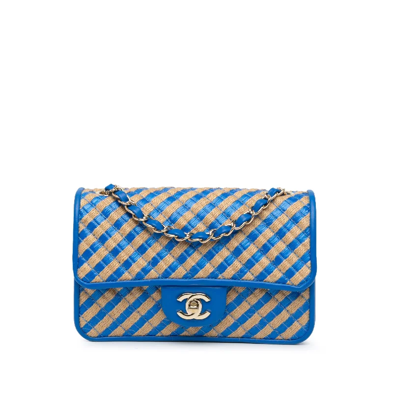 Blue Chanel Small Raffia and Jute Urban Jungle Single Flap Shoulder Bag