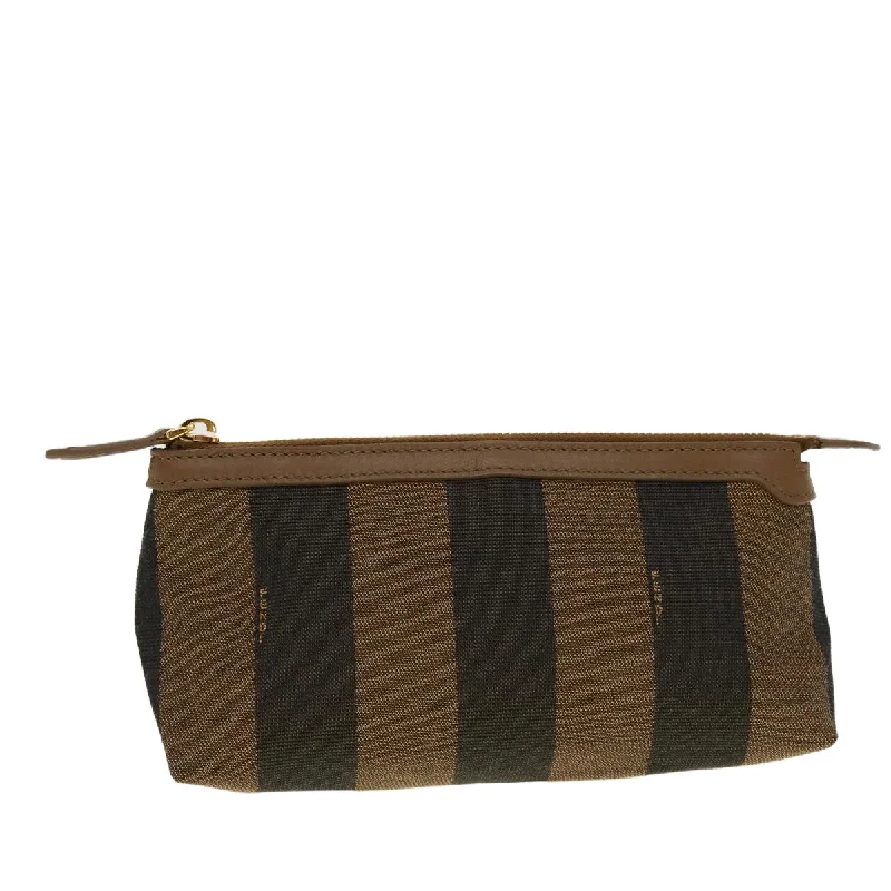 FENDI Pecan Canvas Pouch Black Brown  44067