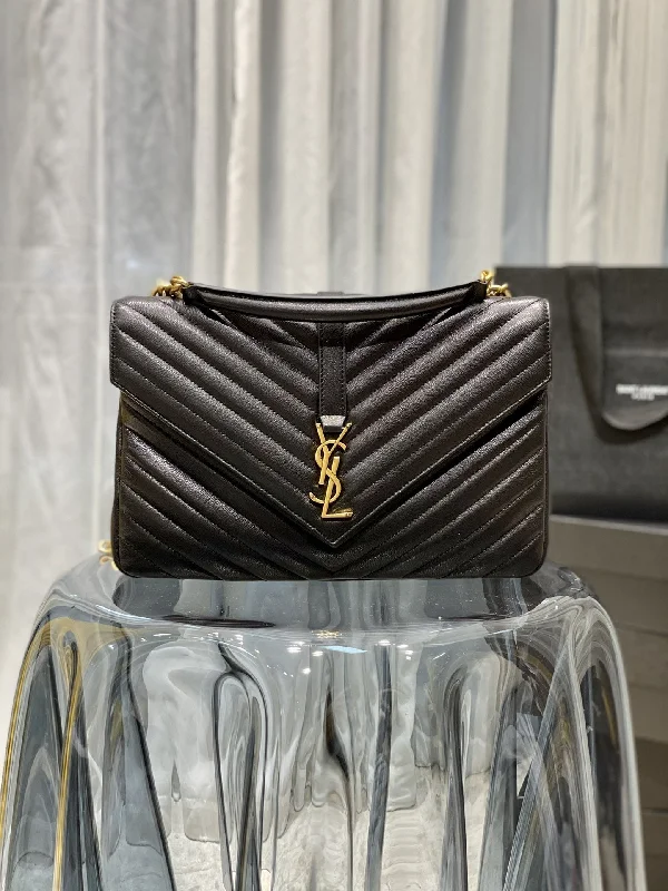 Yves Saint Laurent College Large Chain Bag Black With Gold Hardware