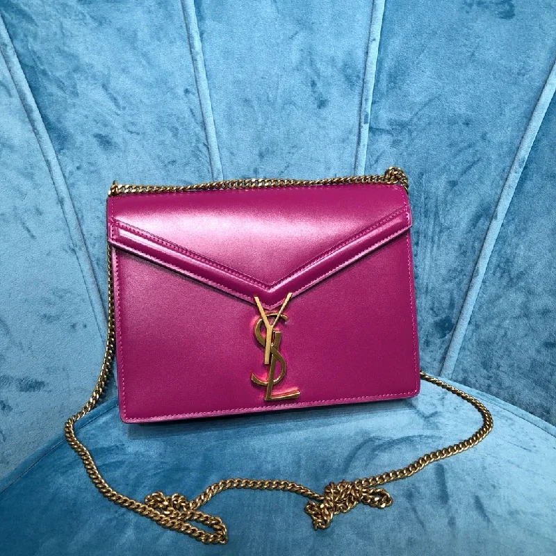 Yves Saint Laurent Cassandra Medium Chain Bag Dark Pink  8.7in/22cm