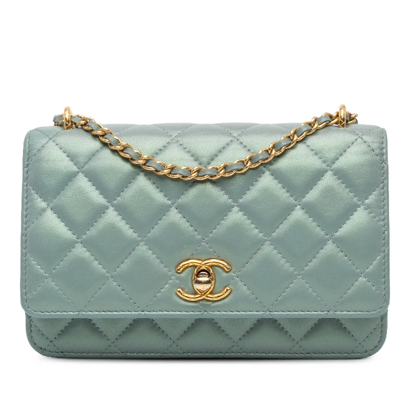 Blue Chanel Lambskin Trendy CC Wallet On Chain Crossbody Bag