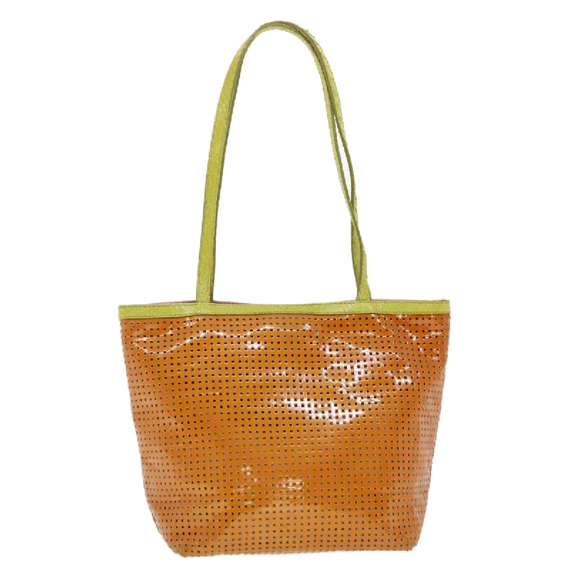 FENDI punching Tote Bag Patent leather Orange 2813-26731-008  rd4723