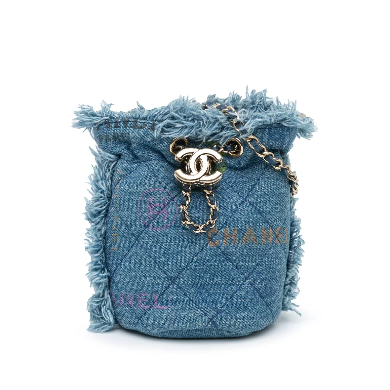 Blue Chanel Mini Denim Mood Bucket with Chain