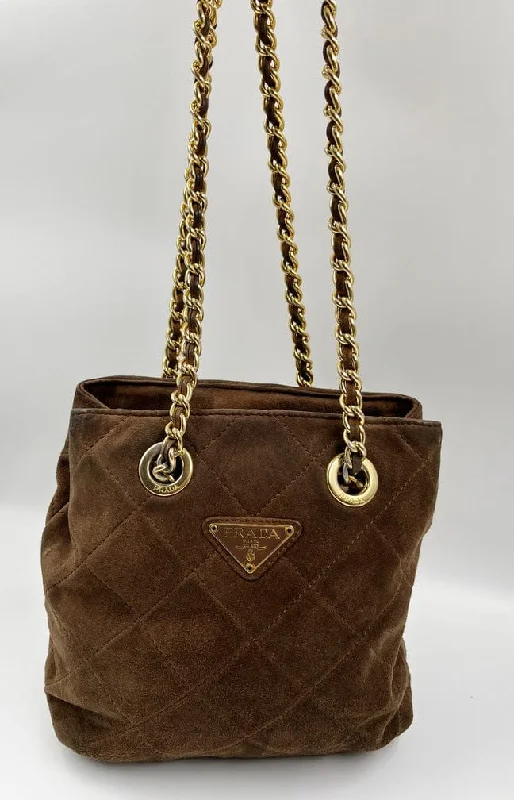 Prada Suede Tote with Chain Handle