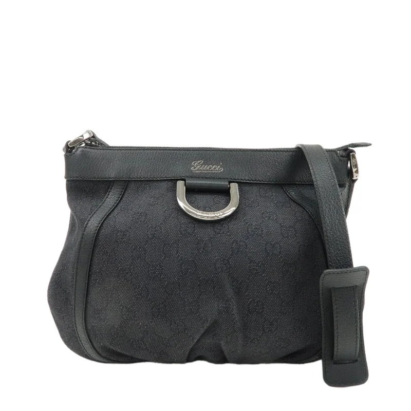 GUCCI Abbey GG Canvas Leather Shoulder Bag Black 265691