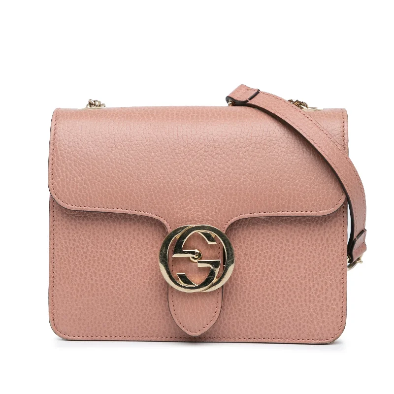 Pink Gucci Small Dollar Calfskin Interlocking G Crossbody