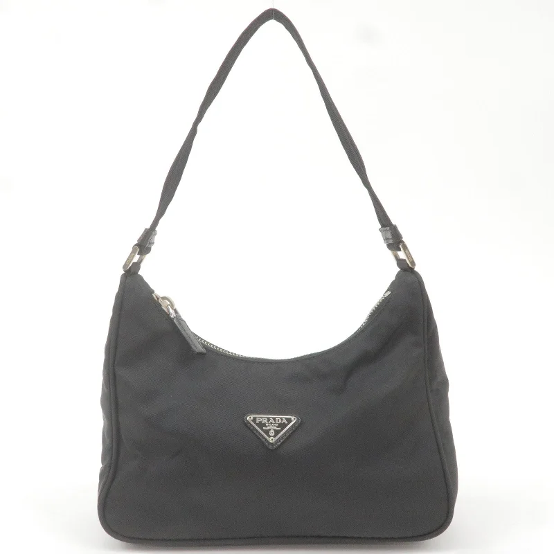 PRADA Logo Nylon Leather Shoulder Bag NERO Black 1N1204