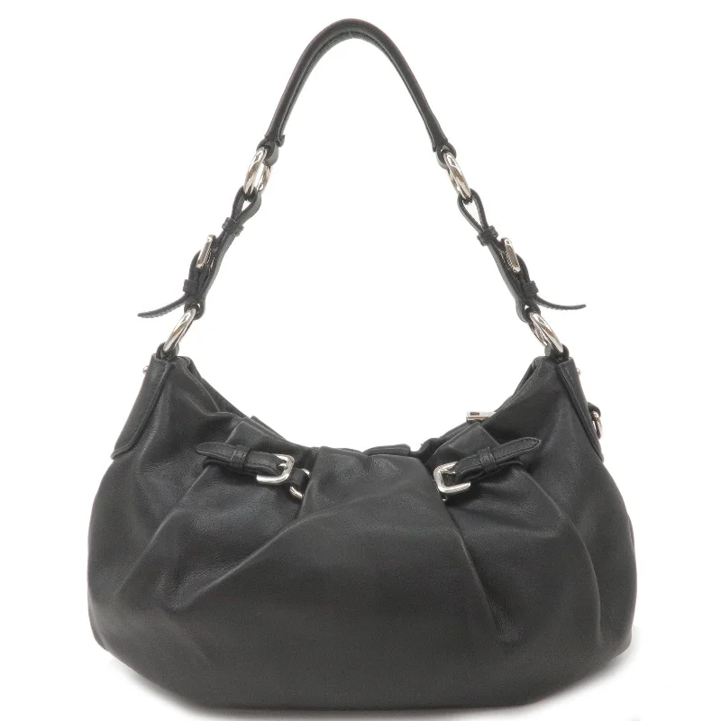 PRADA Soft Calf Leather Shoulder Bag Black BR3795