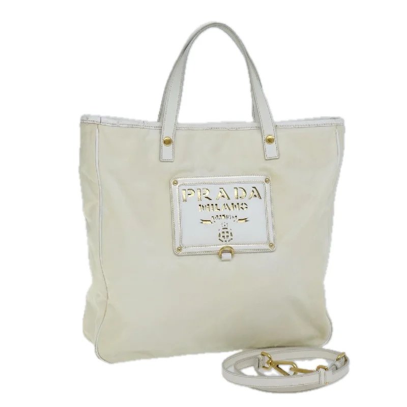 PRADA Tote Bag Nylon 2way White Auth 73106