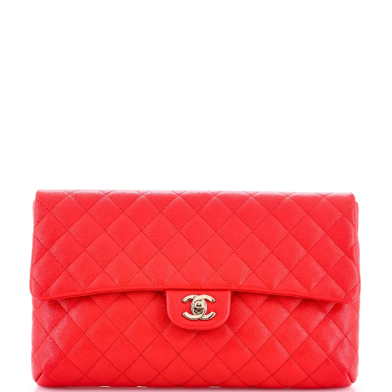 Classic Flap Clutch Quilted Caviar