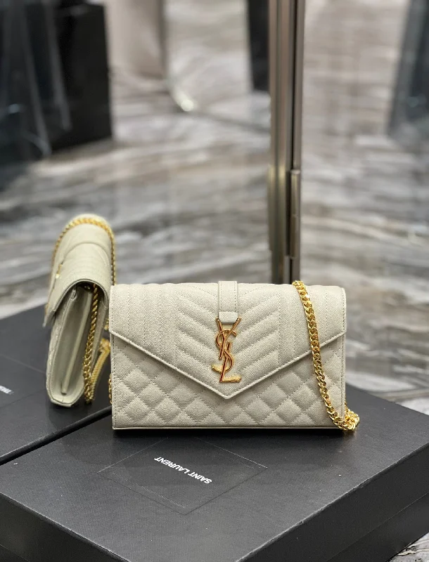 Yves Saint Laurent Envelope Small Chain Bag White