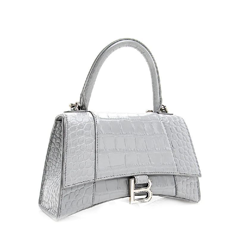 Balenciaga Croc Embossed Calfskin Hourglass Small Satchel (SHF-19286)