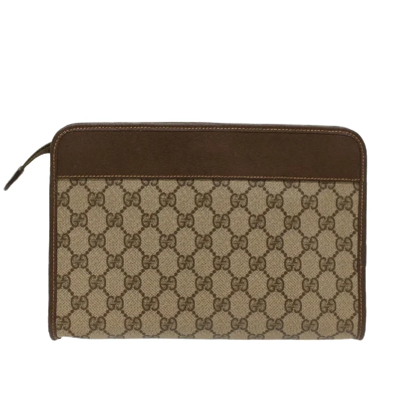 GUCCI GG Canvas Clutch Bag PVC Leather Beige 014.122.6063.4021  yk7734