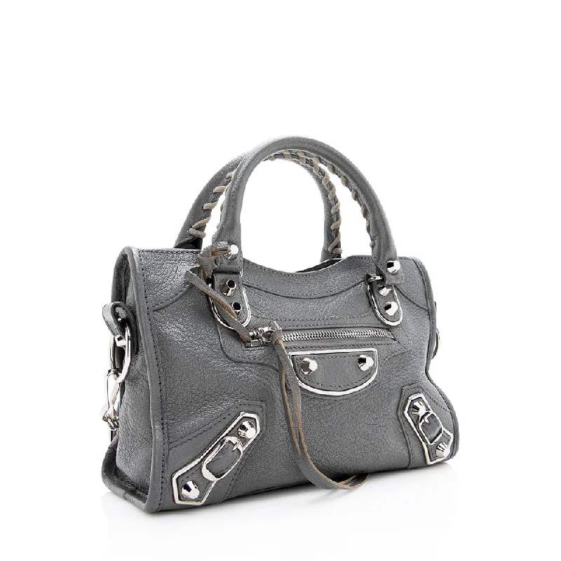 Balenciaga Chevre Metal Edge City Mini Satchel (SHF-18937)