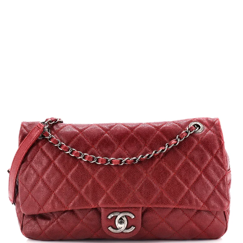 Easy Flap Bag Quilted Caviar Large