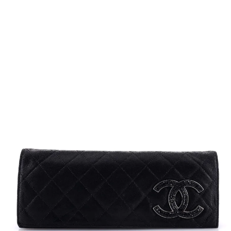 Strass CC Clutch Quilted Iridescent Calfskin Long