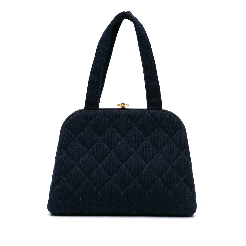 Blue Chanel Quilted Jersey Frame Handbag