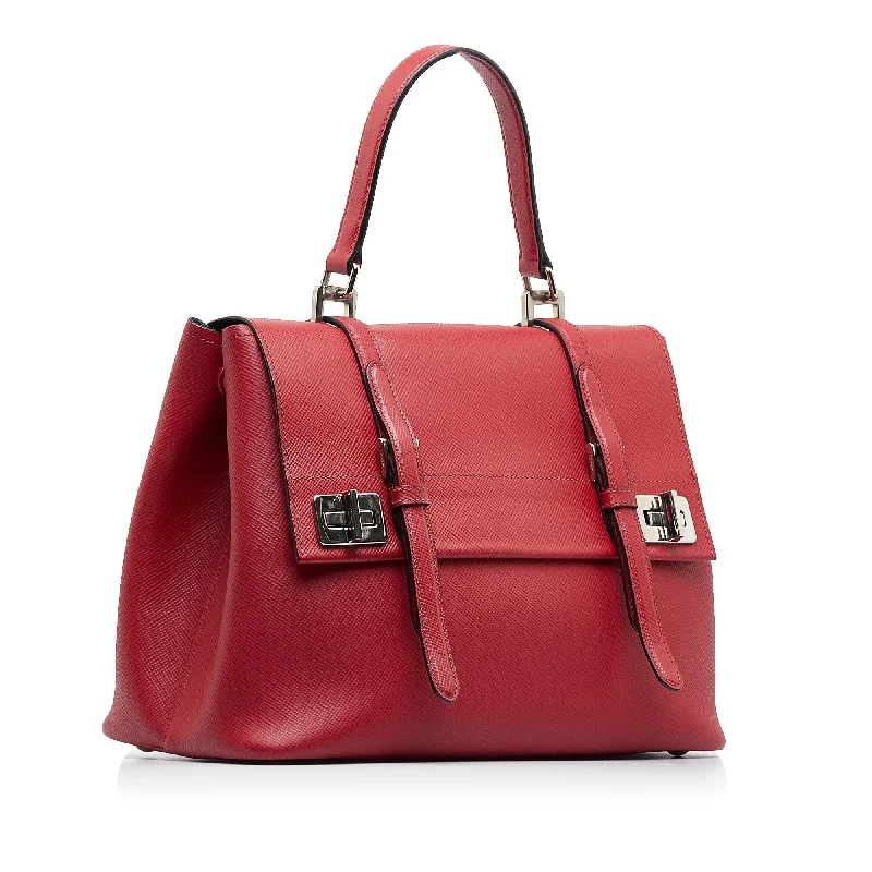 Prada Saffiano Double Turnlock Satchel R9sQWs