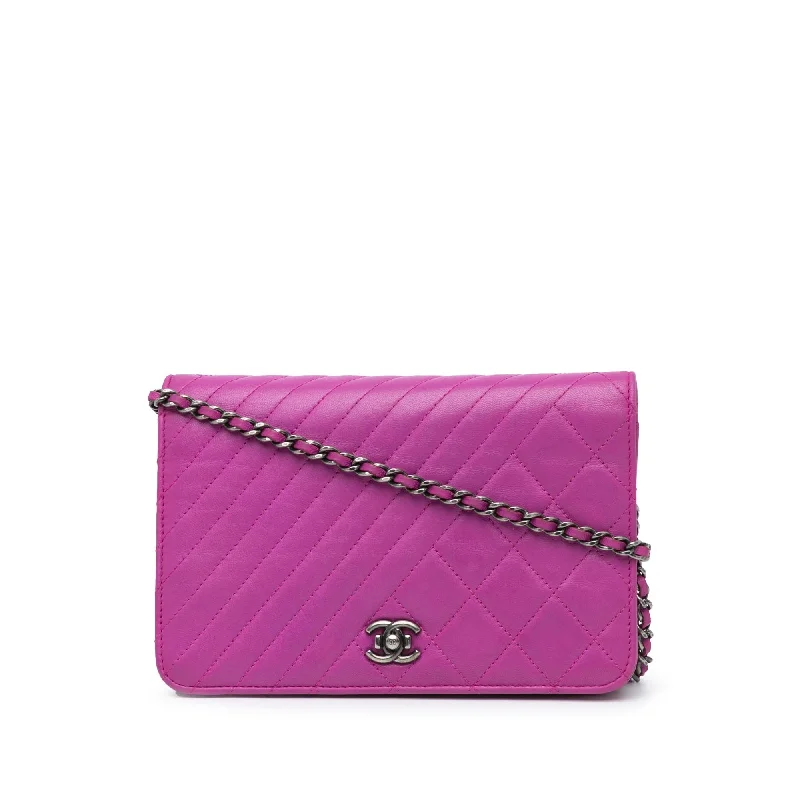 Purple Chanel Lambskin Coco Boy Wallet On Chain Crossbody Bag