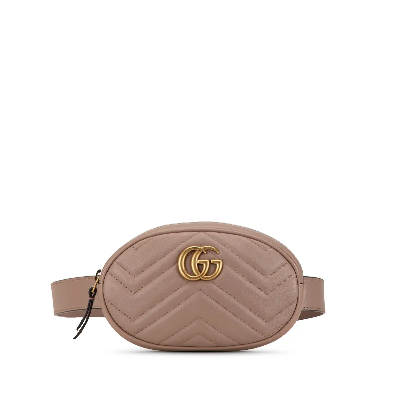 Tan Gucci GG Marmont Matelasse Belt Bag