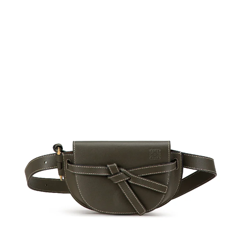 Gray LOEWE Mini Leather Gate Belt Bag