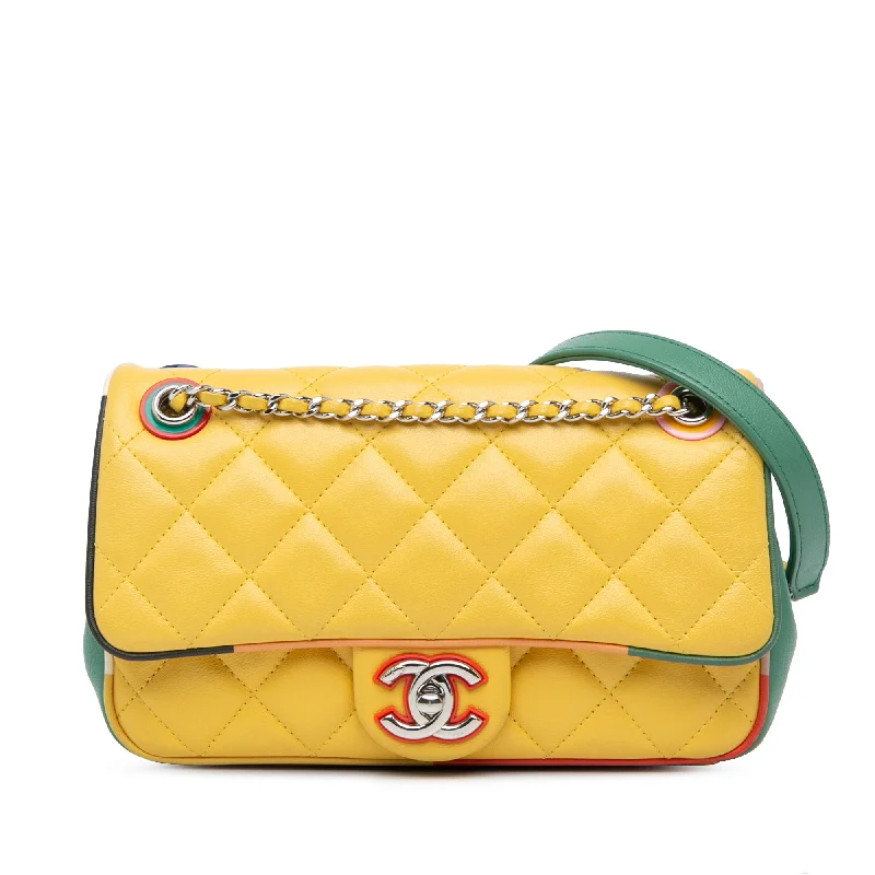 Yellow Chanel Small Quilted Lambskin Cuba Color Flap Crossbody Bag