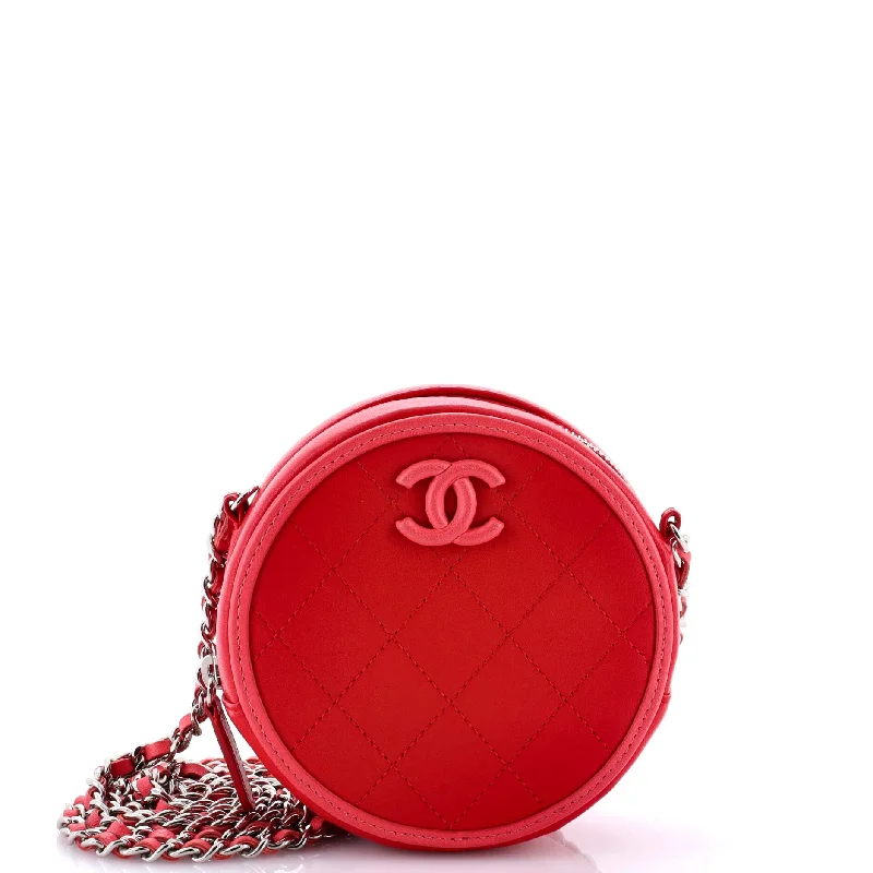 Color Pop Round Clutch with Chain Quilted Lambskin