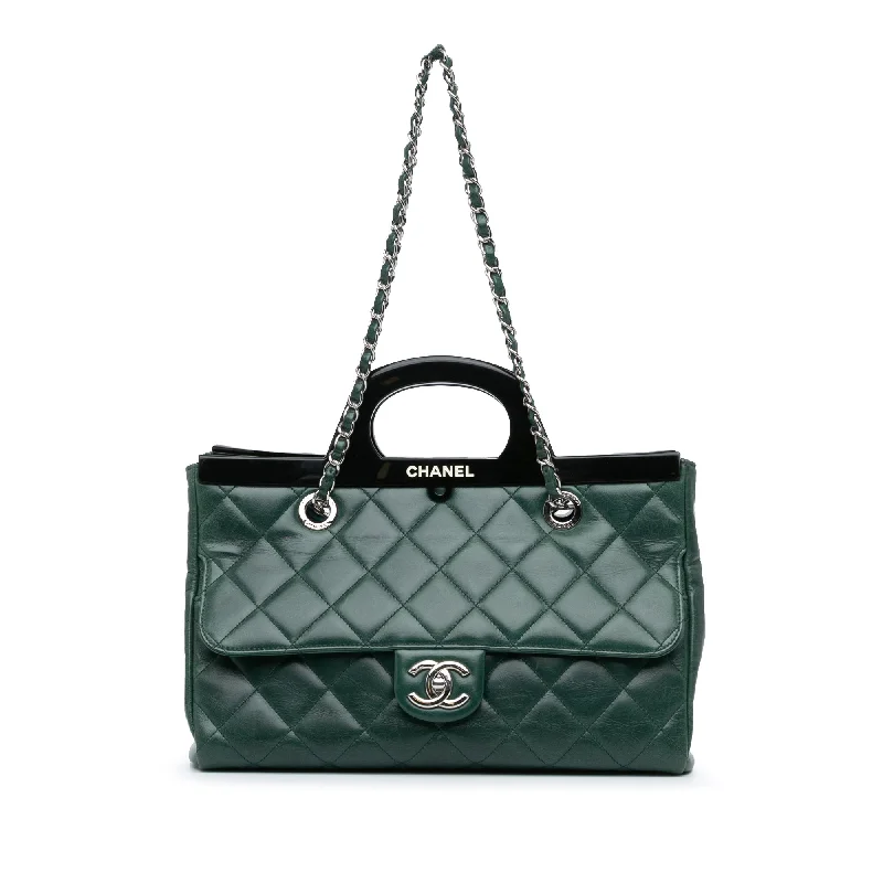 Green Chanel Small Glazed Calfskin CC Delivery Tote Satchel