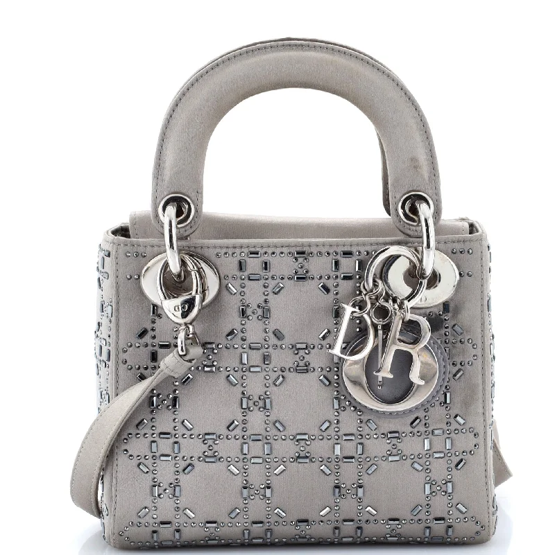 Lady Dior Bag Crystal Embellished Cannage Quilt Satin Mini