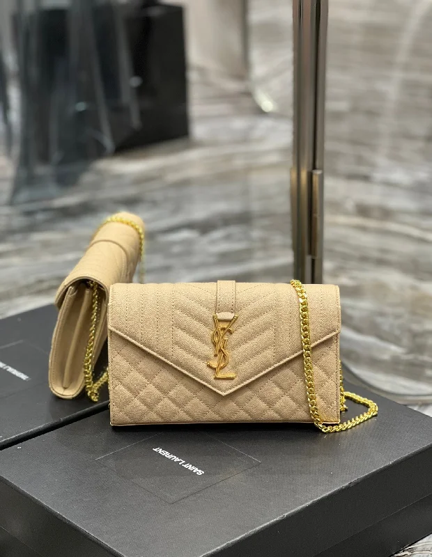 Yves Saint Laurent Envelope Small Chain Bag Beige