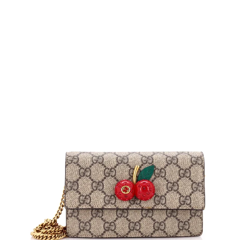 Cherries Wallet on Chain GG Coated Canvas Mini