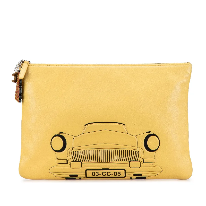 Yellow Chanel Large Printed Lambskin La Habana O Case Clutch