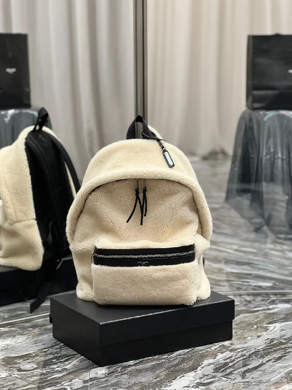 Yves Saint Laurent Fleece Backpack Beige