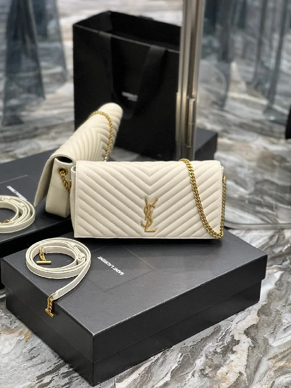 Yves Saint Laurent Kata 99 Chain Bag White With Gold Hardware  10.2in/26cm