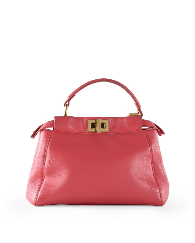 FENDI Pink Leather Mini Peekaboo Crossbody Bag