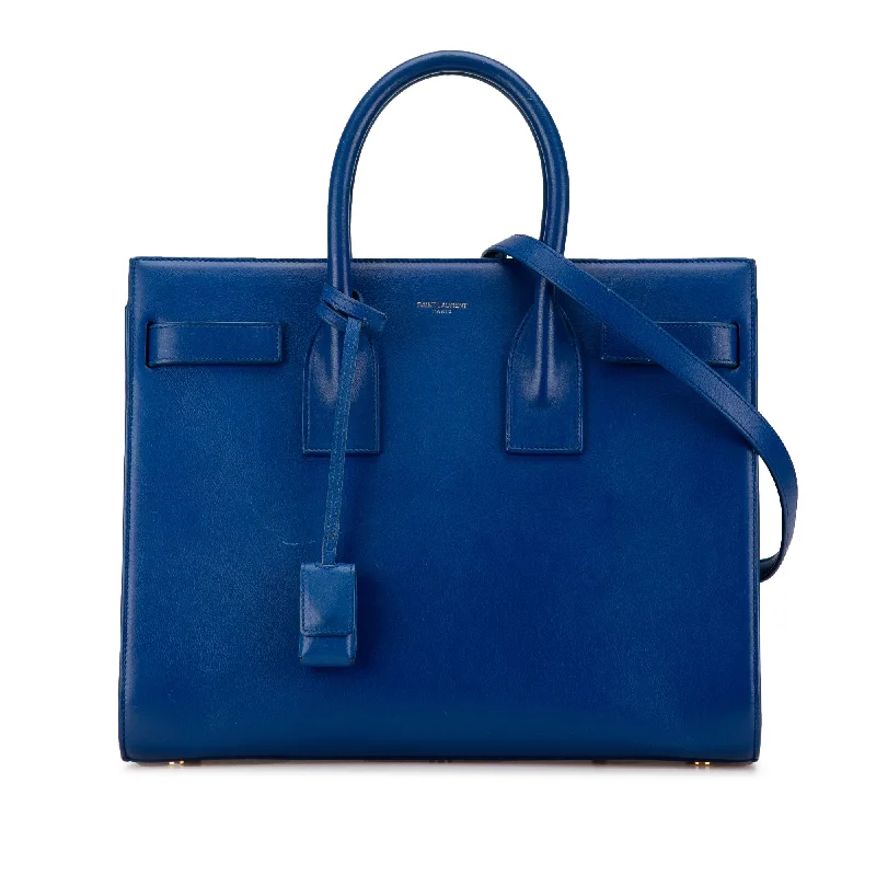 Blue Saint Laurent Small Leather Sac De Jour Satchel