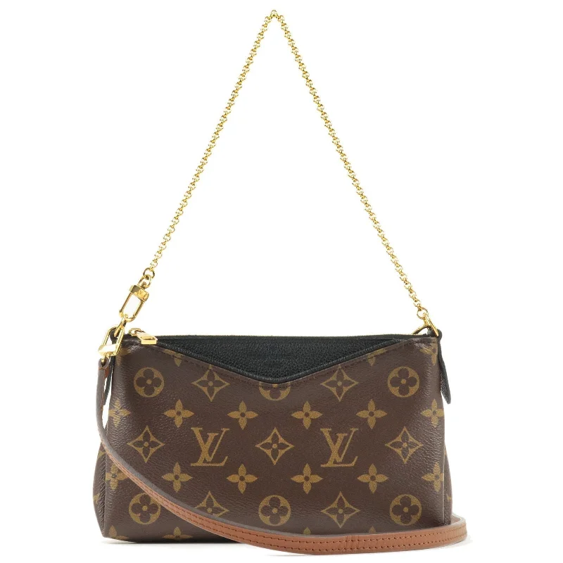 Louis Vuitton Monogram Pallas Clutch 2Way Bag Noir M41639