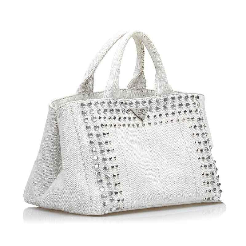 Prada Studded Canapa Tote (SHG-G3i5H6)