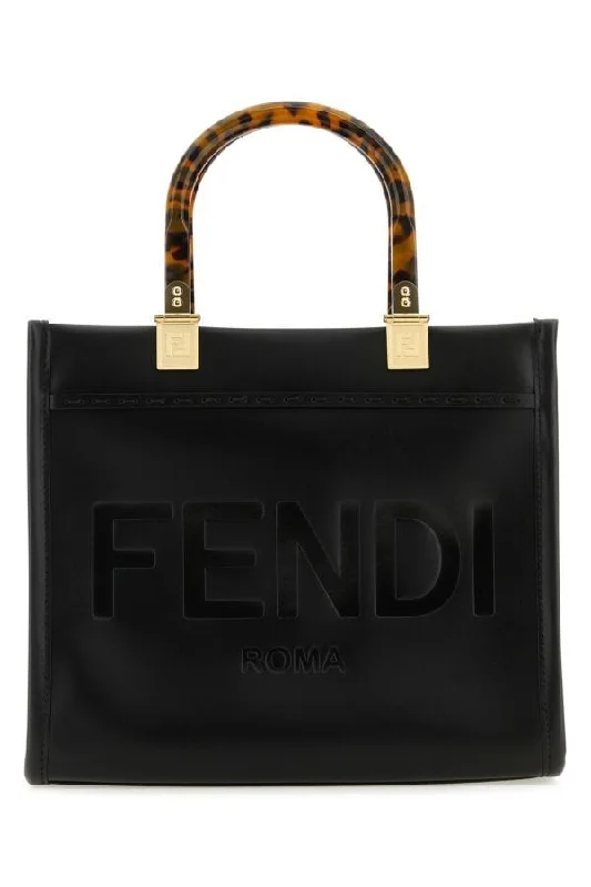 Fendi Women Black Leather Small Sunshine Shopping Bag